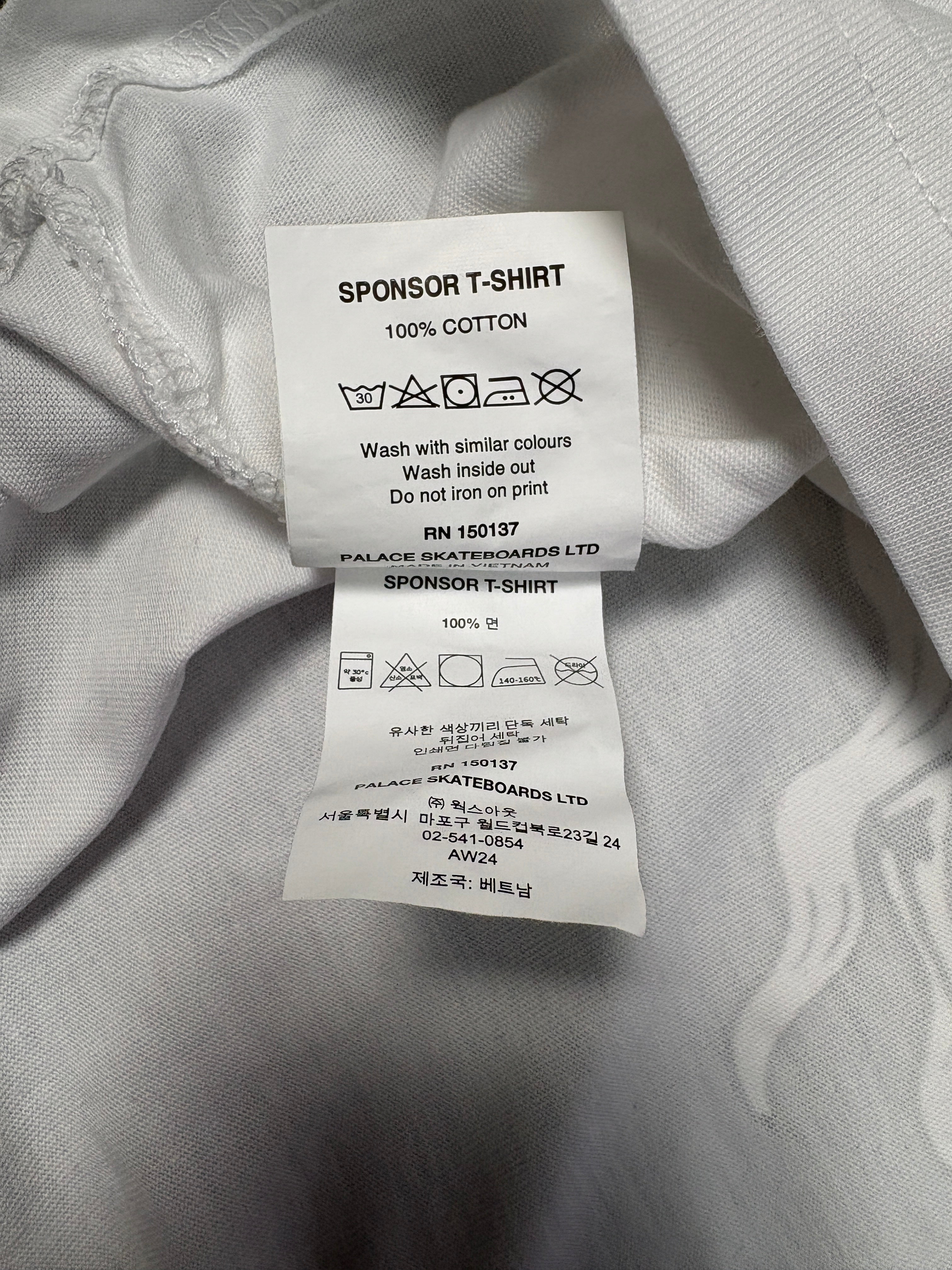 Palace 'Sponsor' Graphic Tee – White – AW24 Archive – Gr. M (Brand New)